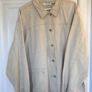 Tan linen top or light coat. Size 3X